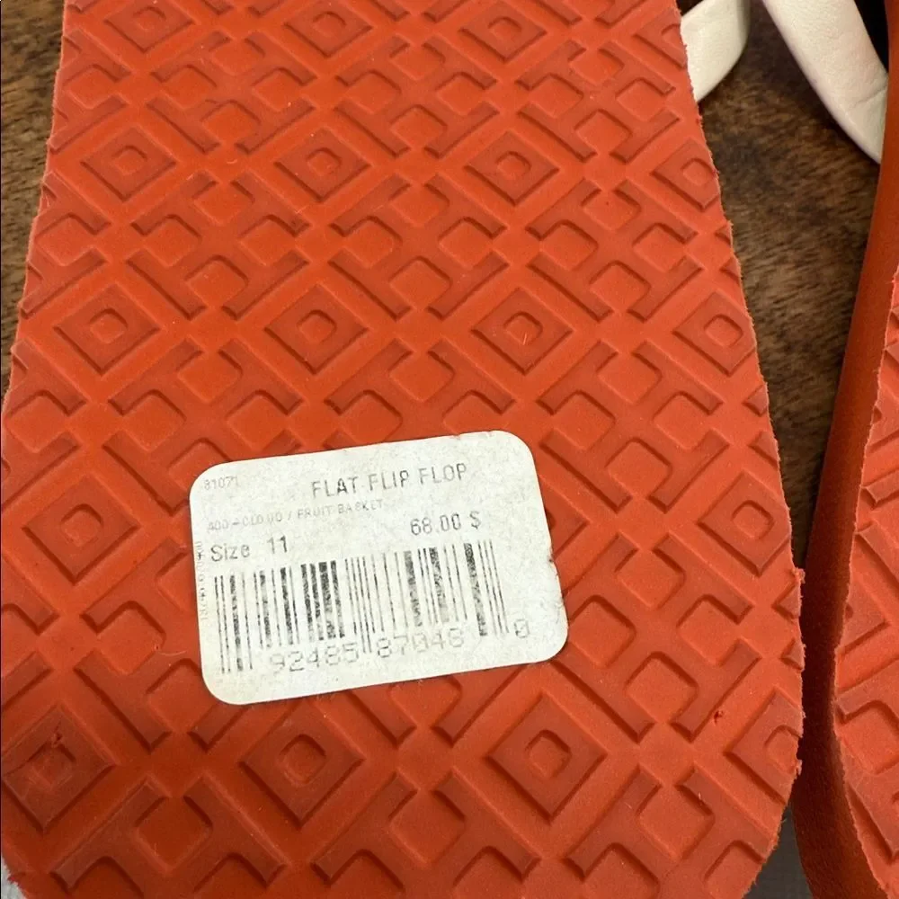 Tory Burch Sandals Wm 11 Thong Flip Flops Fall Orange Cream Cloud/Fruit Basket - Picture 9 of 9